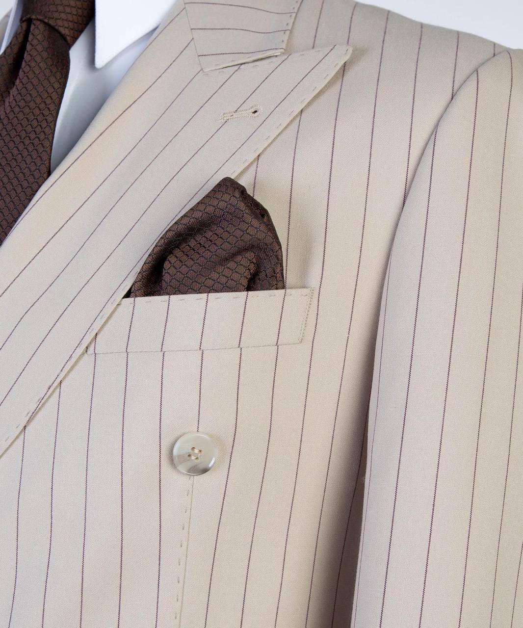 2-Piece French Prestige Classic Almond Aristocrat Stripe Suit | Model DATMAX ST912
