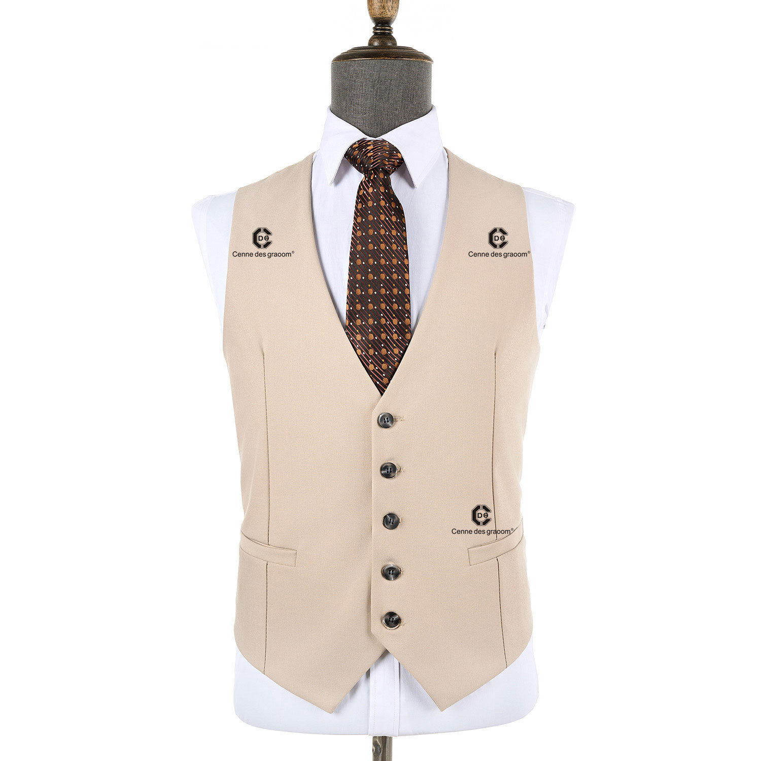 2025 Men's Classic Beige CDG 2-Piece Elegant Slim Fit Business Wedding Suit | Model 301
