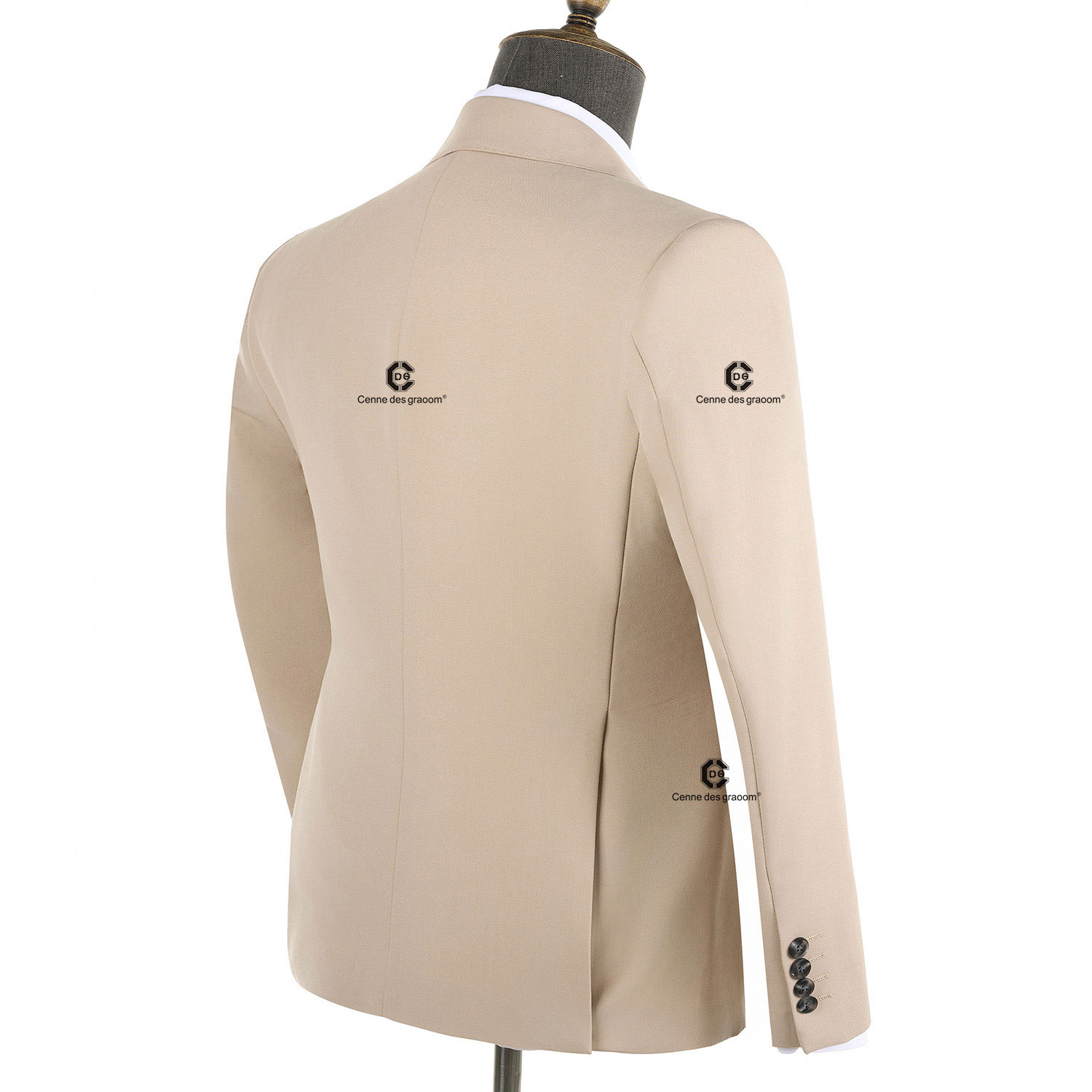 2025 Men's Classic Beige CDG 2-Piece Elegant Slim Fit Business Wedding Suit | Model 301