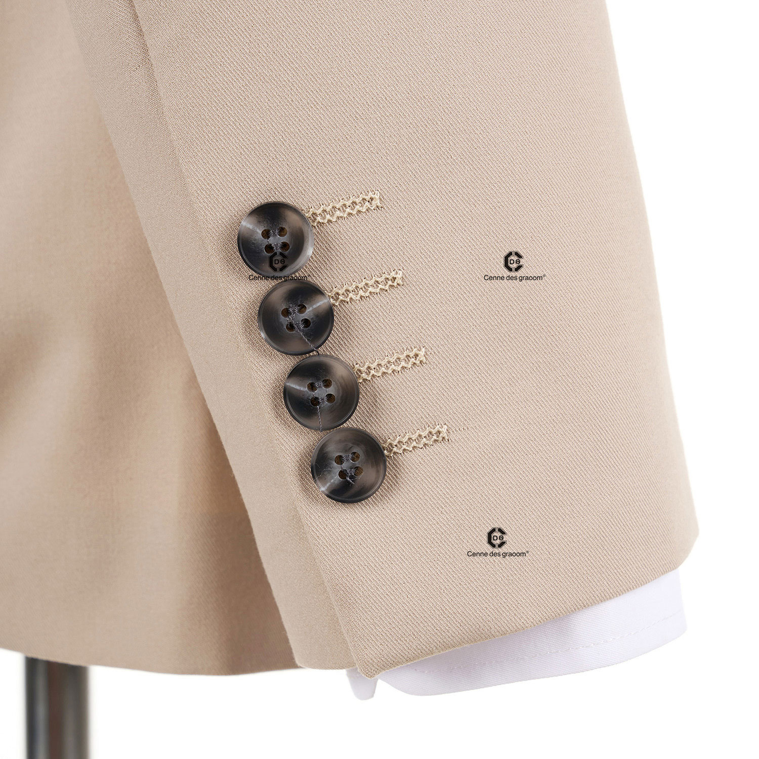 2025 Men's Classic Beige CDG 2-Piece Elegant Slim Fit Business Wedding Suit | Model 301