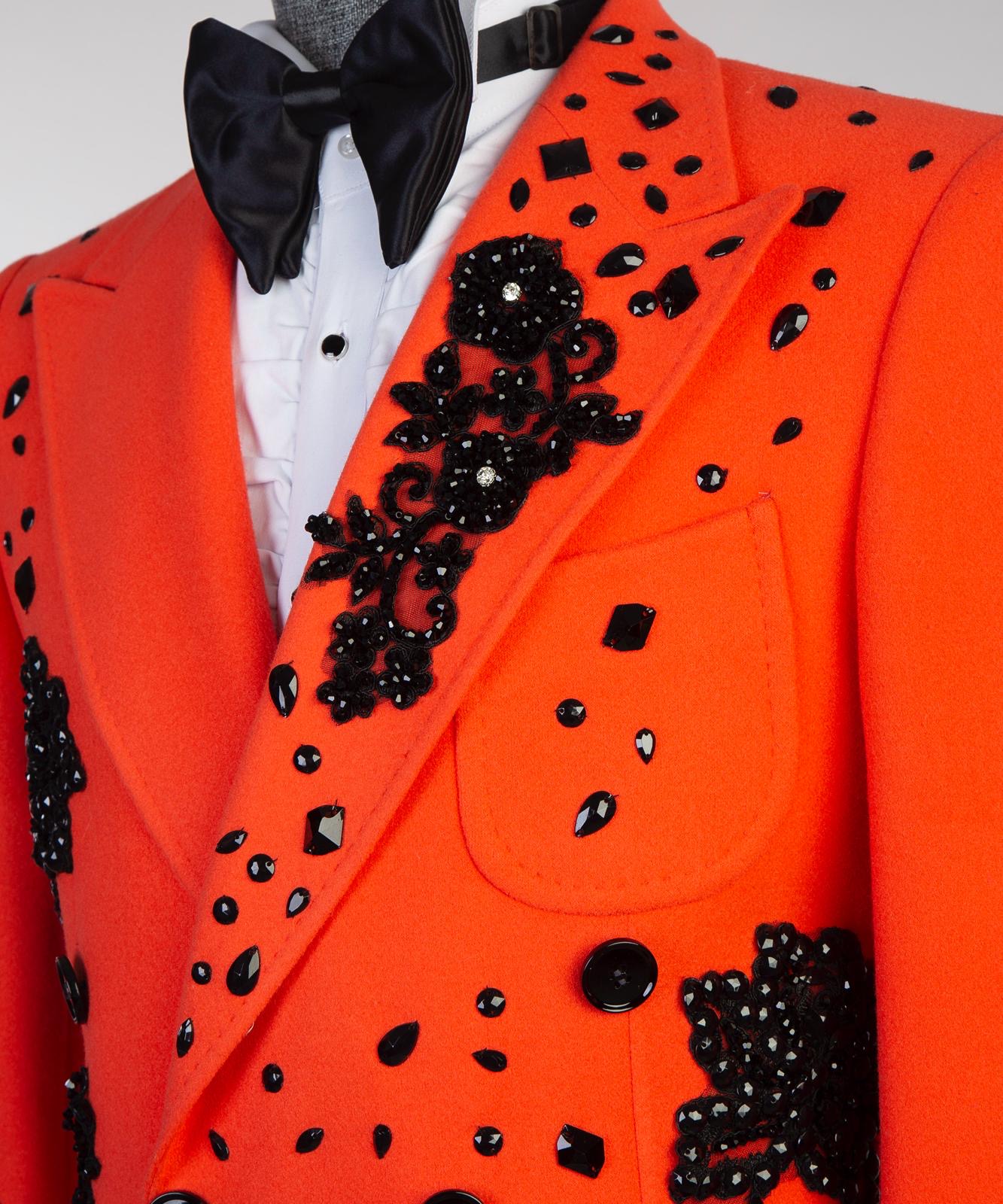 American Lexington Imperial Ember Orange Double-Breasted Wool Overcoat ...