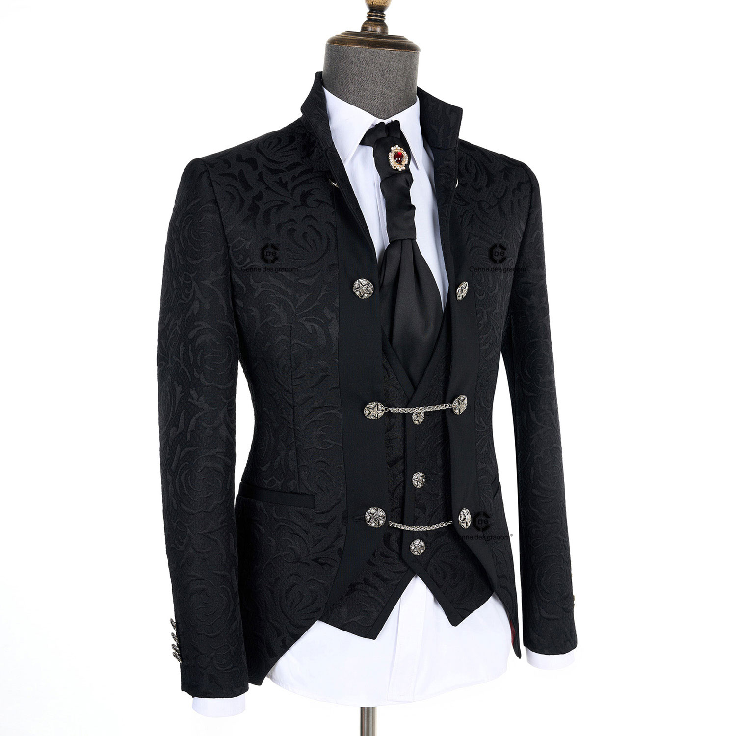 2025 Sterling All Black CDG 4 Pieces Ultimate Classic Premium Tailoring Sleek Men Suit | Model ST900