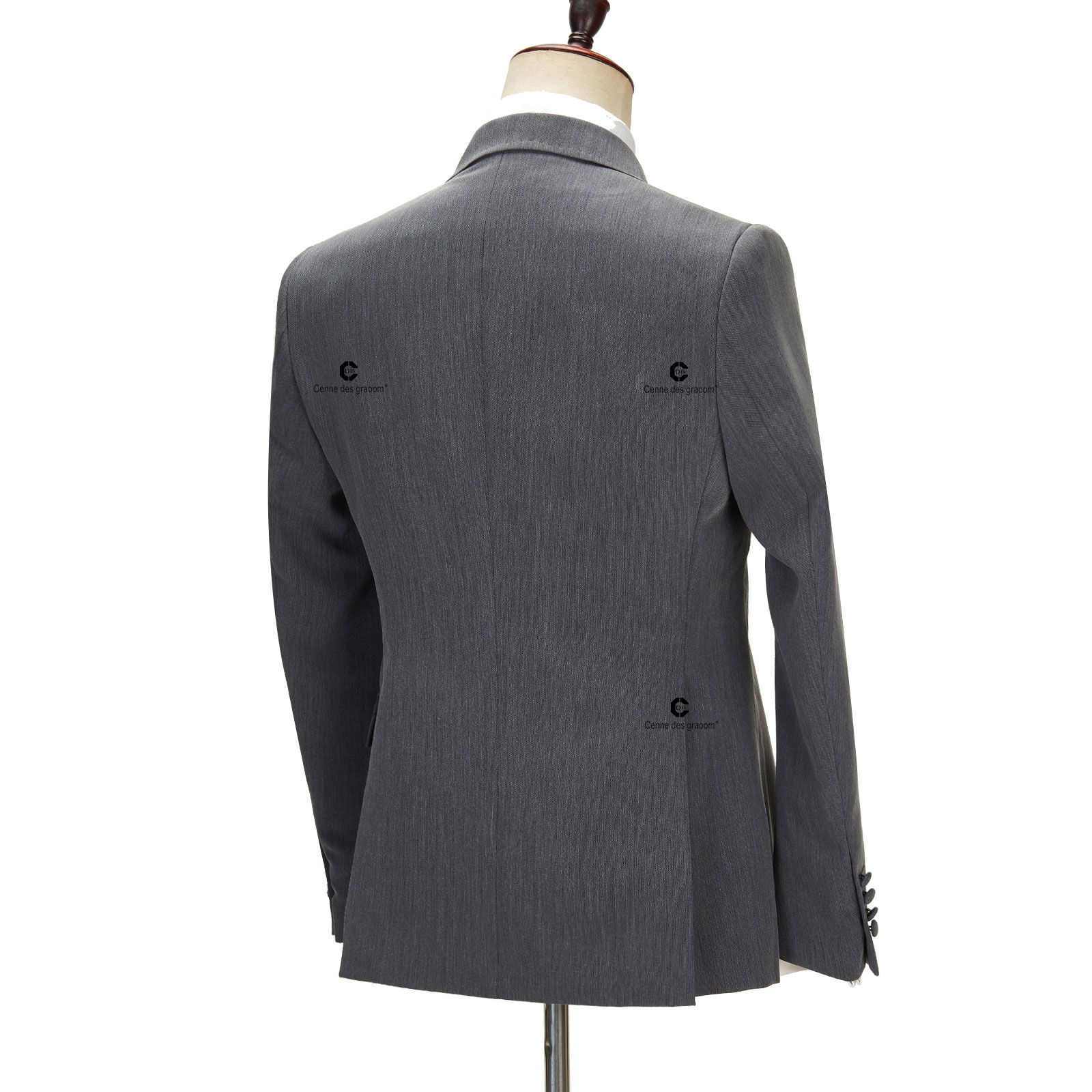 2025 CDG Charcoal Gray Double-Breasted Suit with Stylish Patch Pockets Men's Top Fashion Formal Suit Wear