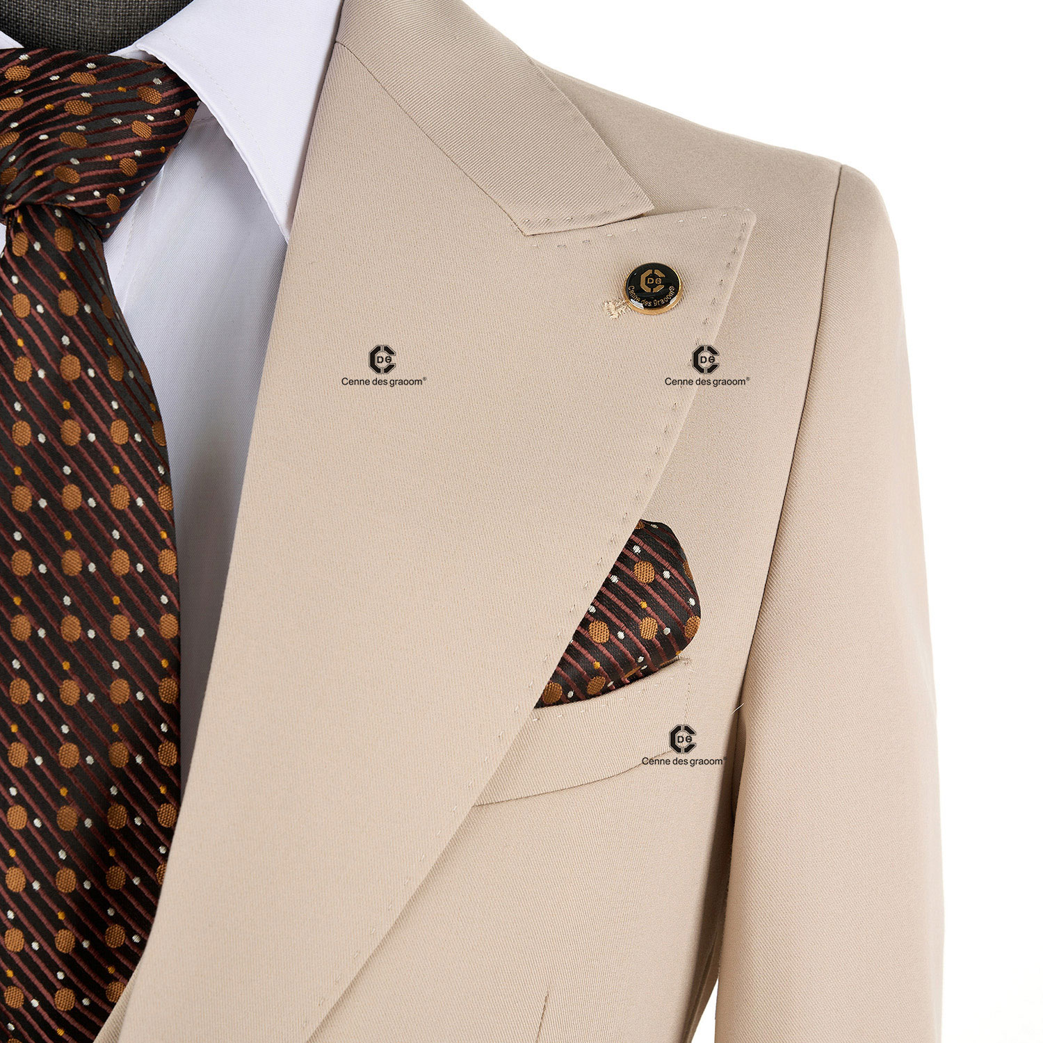 2025 Men's Classic Beige CDG 2-Piece Elegant Slim Fit Business Wedding Suit | Model 301