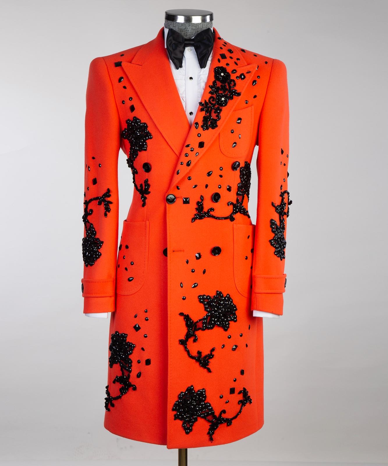 American Lexington Imperial Ember Orange Double-Breasted Wool Overcoat ...