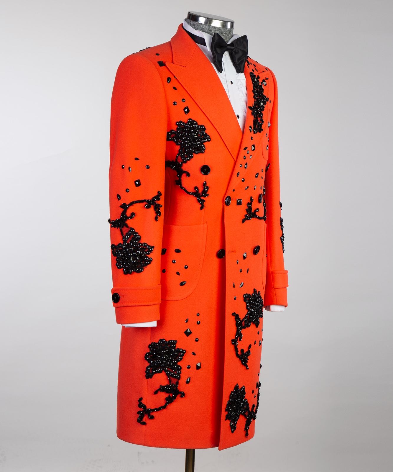 American Lexington Imperial Ember Orange Double-Breasted Wool Overcoat ...