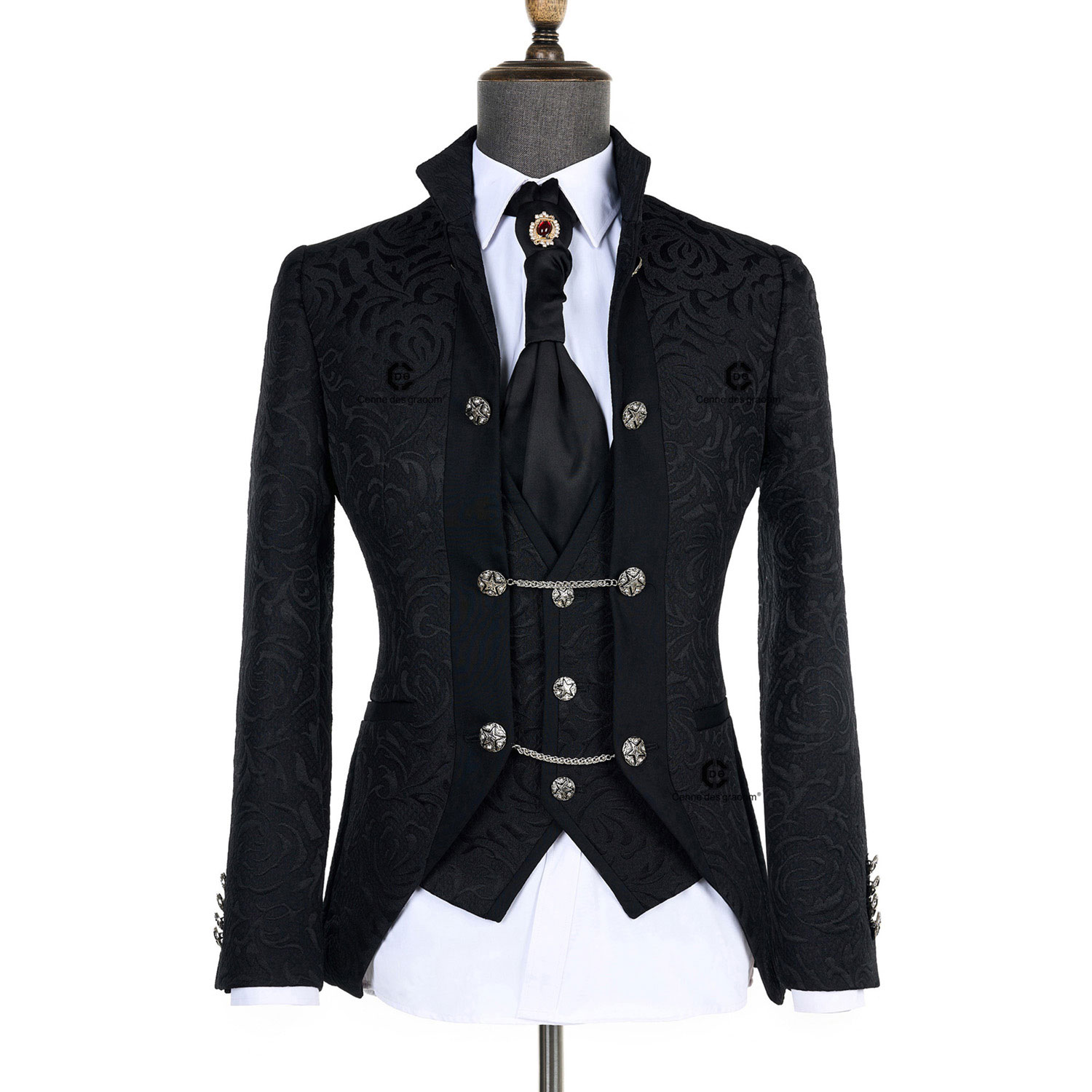 2025 Sterling All Black CDG 4 Pieces Ultimate Classic Premium Tailoring Sleek Men Suit | Model ST900