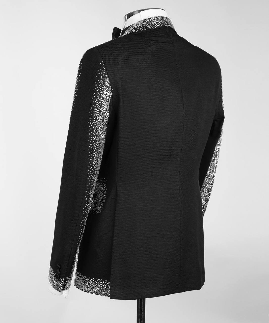 2 Pieces Noir Obsidian Studded Black Luxury Trendy Designer Suit | Model: DATMAX RBX-304